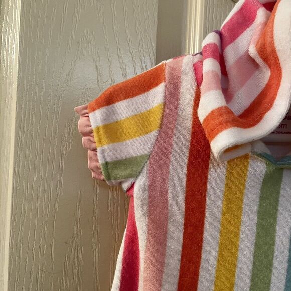 RuffleButts Rainbow Dream Striped Ruffle Terry Cover-Up Hooded Girls 3-6 Months - Picture 7 of 12